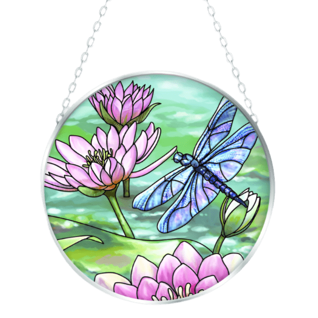 Suncatcher - Dragonflies & Water Lilies 4.5"