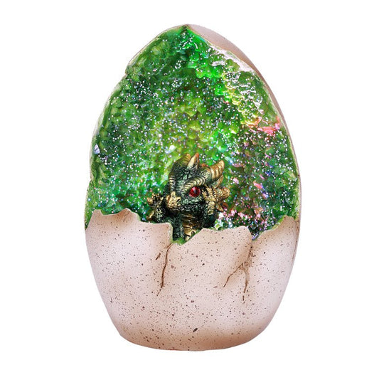 Figurine - Green Dragon Egg W/ LED Light