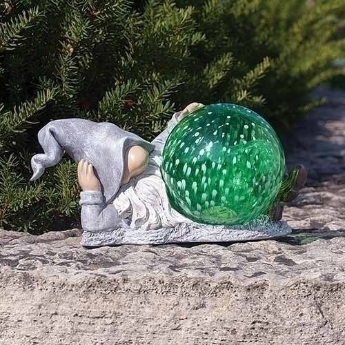 Garden Statue - Big Butt Gnome with Green Solar Powered LED