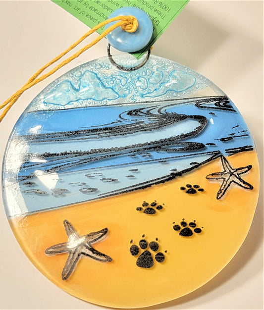 Ornament - Glass - Paws with Starfish