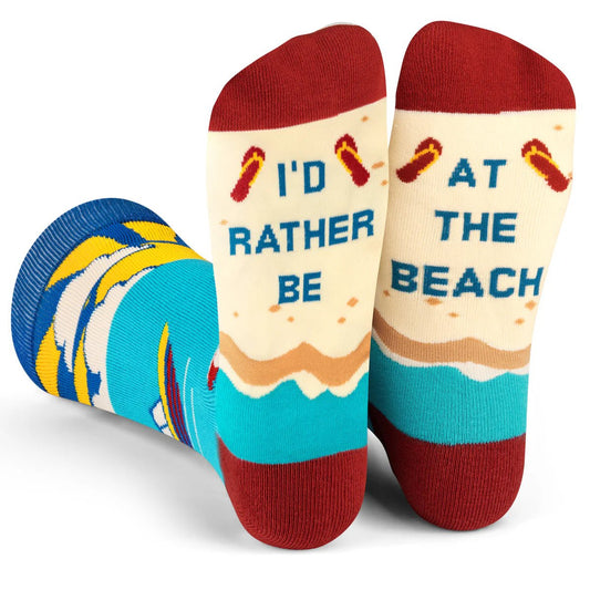 Socks - Crew Length 'I'd Rather Be At The Beach' Socks