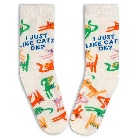 Socks - Crew Length 'I Just Like Cats OK?' Socks