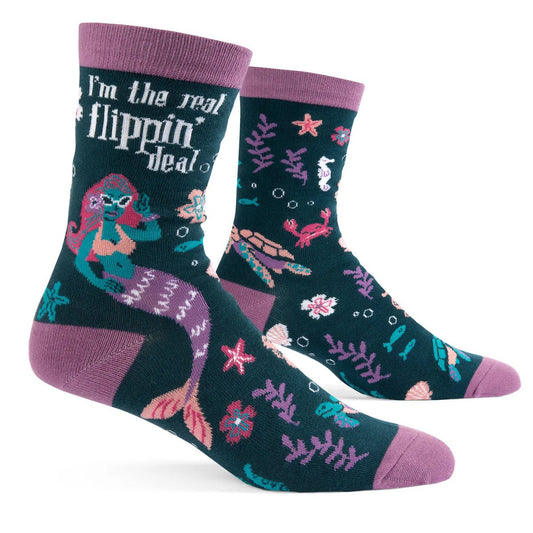 Socks - Crew Length 'I'm the Real Flippin' Deal' Mermaid Socks