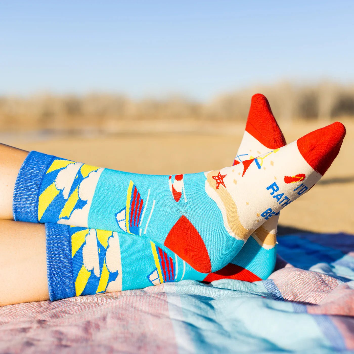 Socks - Crew Length 'I'd Rather Be At The Beach' Socks