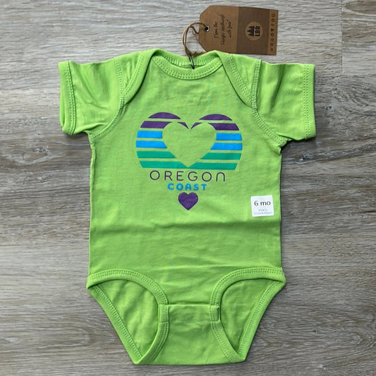Youth Onsie Oregon Heart Wave Key Lime
