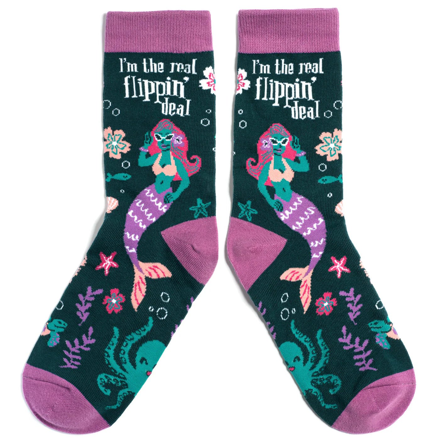 Socks - Crew Length 'I'm the Real Flippin' Deal' Mermaid Socks