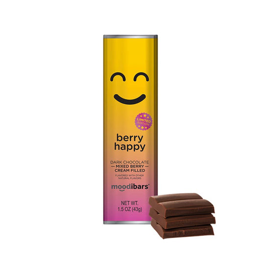Chololate - Moodibars® BERRY HAPPY Dk Choco Mixed Berry Cream 1.5 oz bar
