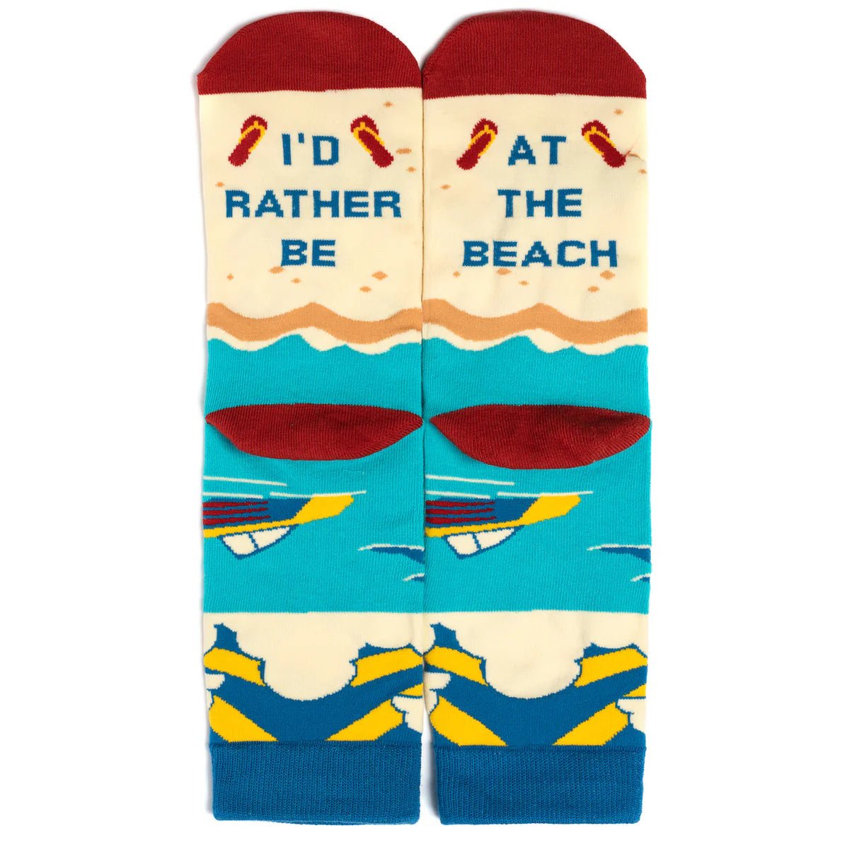 Socks - Crew Length 'I'd Rather Be At The Beach' Socks