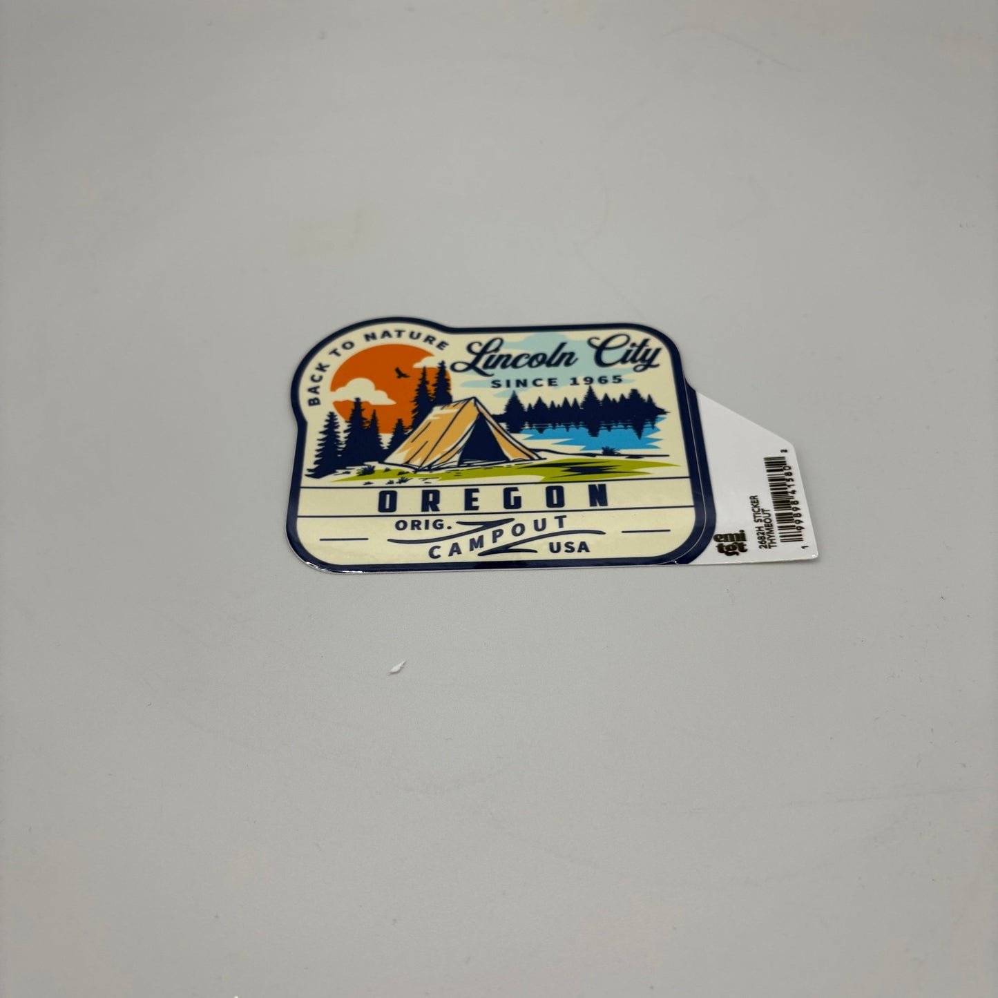 Sticker - Large back to nature Lincoln City since 1965 Oregon campout USA