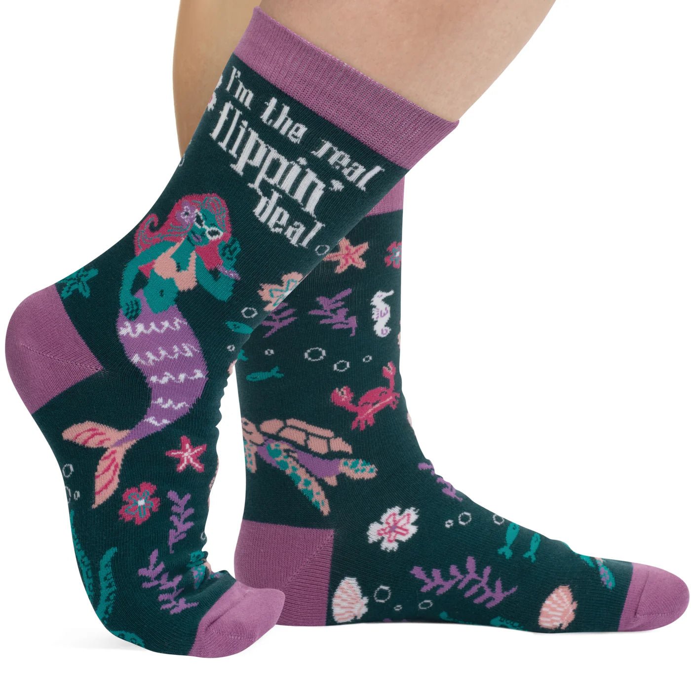Socks - Crew Length 'I'm the Real Flippin' Deal' Mermaid Socks
