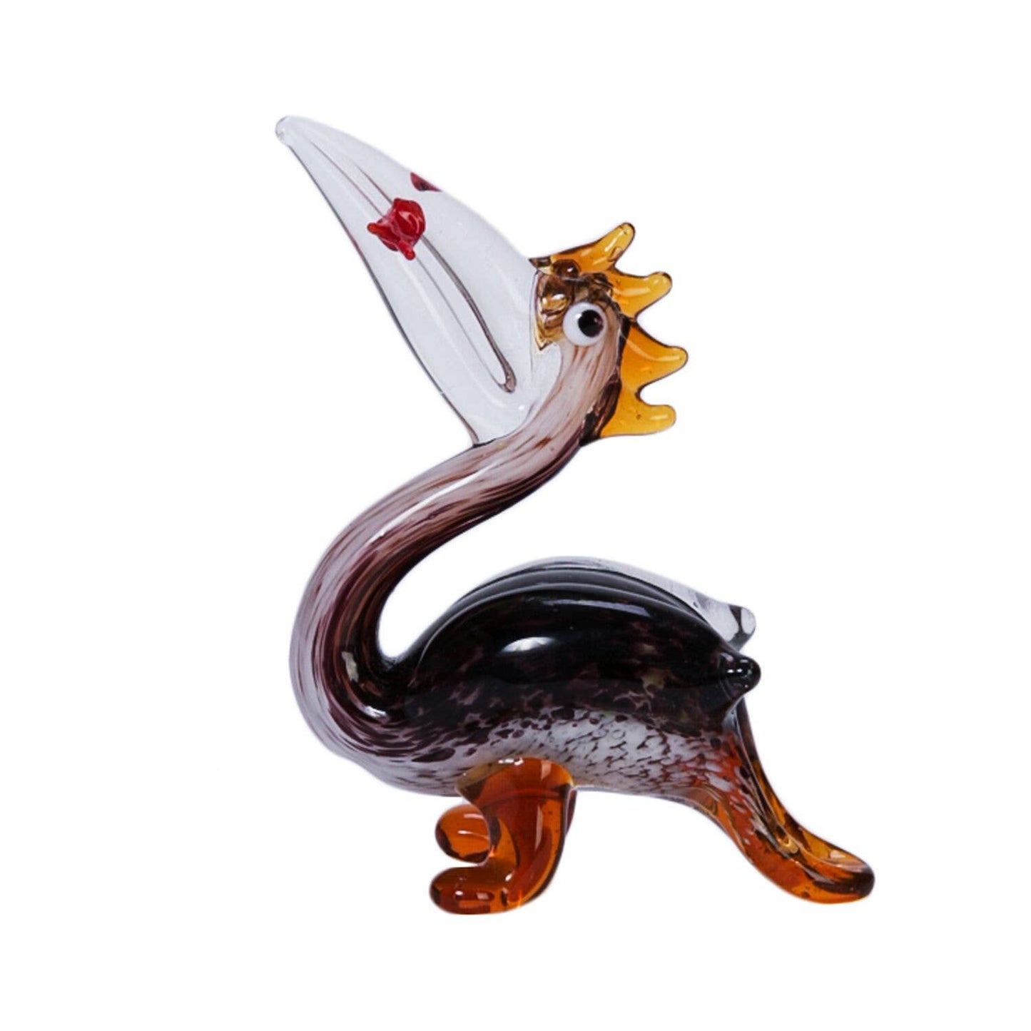 Clearance -  Small Pelican With Fish Glass Figurine