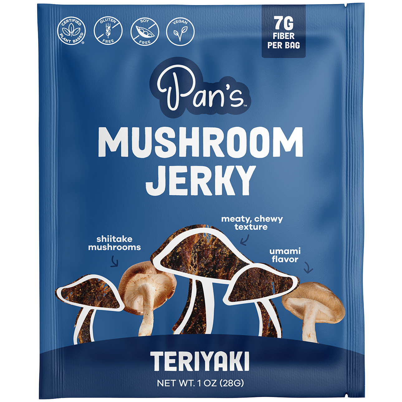 Pan's Mushroom Jerky - 1oz Single ServeTeriyaki
