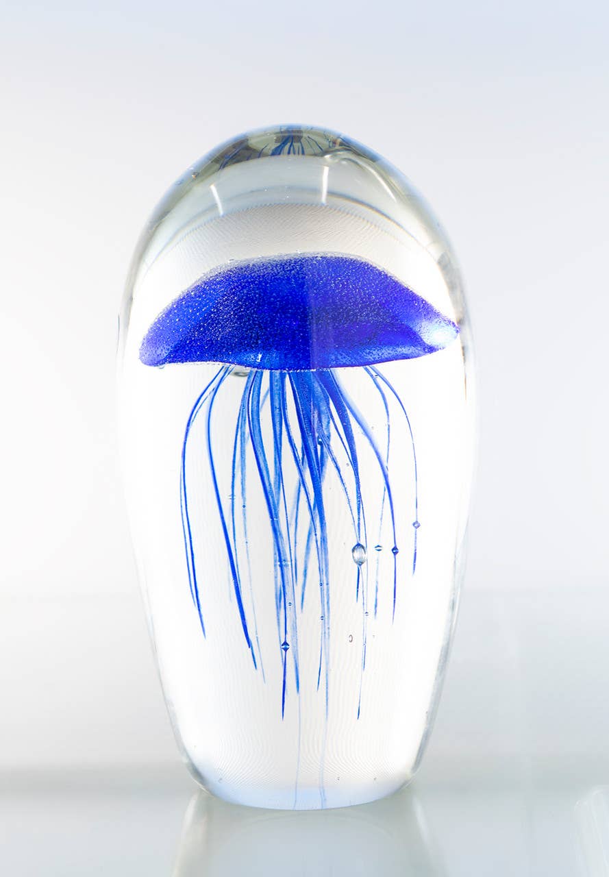 Glass Jellyfish 6 1/2”Navy Blue