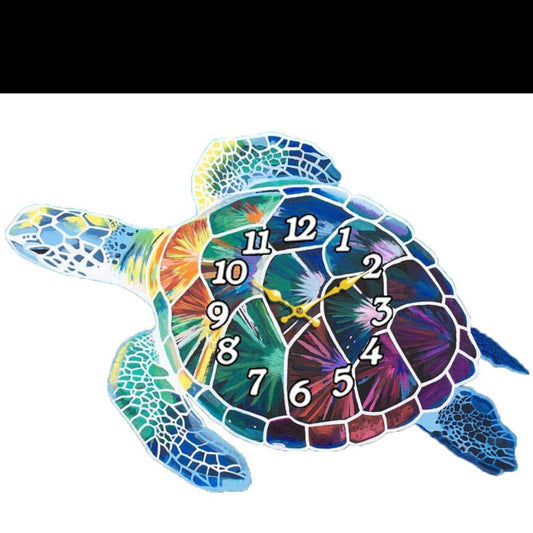 Turtle Die Cut Wooden Clock