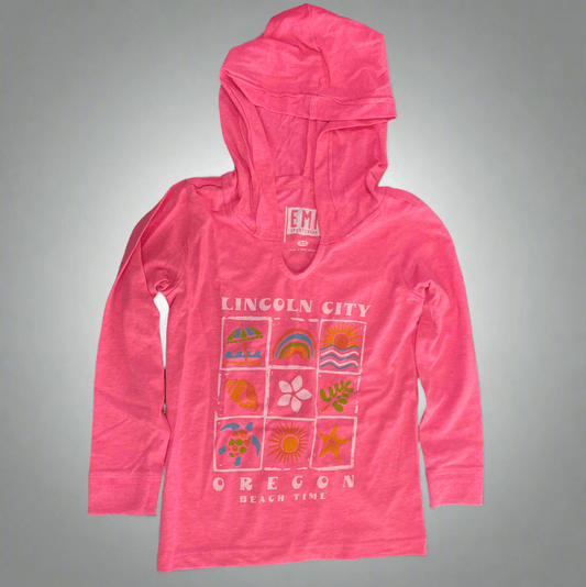 T-Shirt - Kids Long Sleeve Hooded Hot Pink