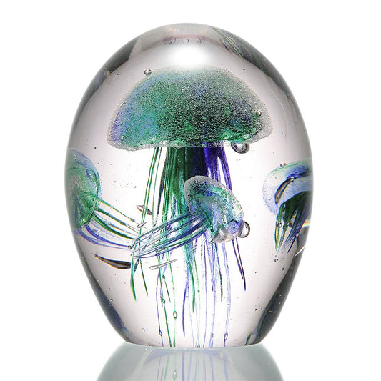 Glass Art - Green and Blue Jellyfish Quartet - 58022