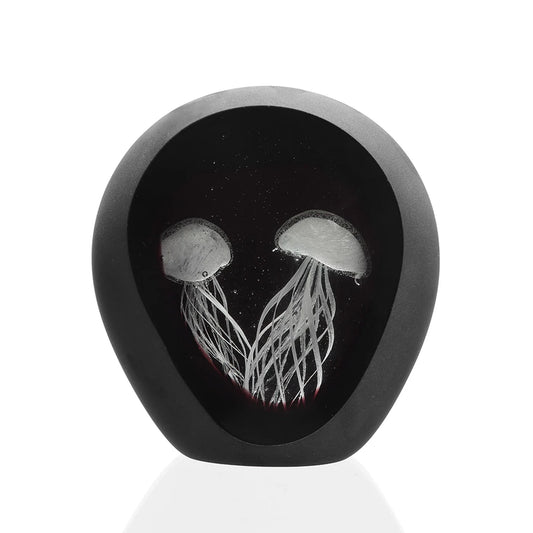 Jellyfish Pair in Frosted Charcoal Window Glass Art