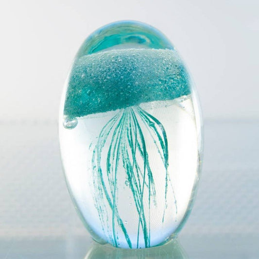 Glass Jellyfish 3 1/4”" Blue