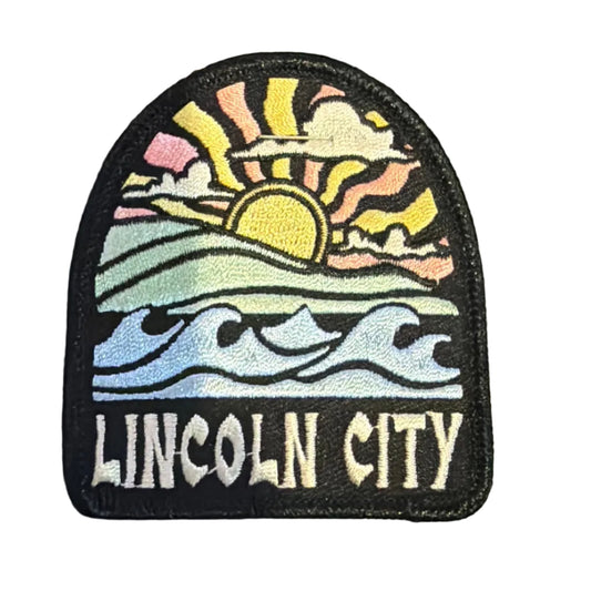 Patch - Iron on Embroidered Sunset Waves w/Lincoln City
