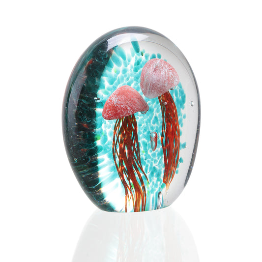 Glass Art - Orange Jellyfish Pair - 76170