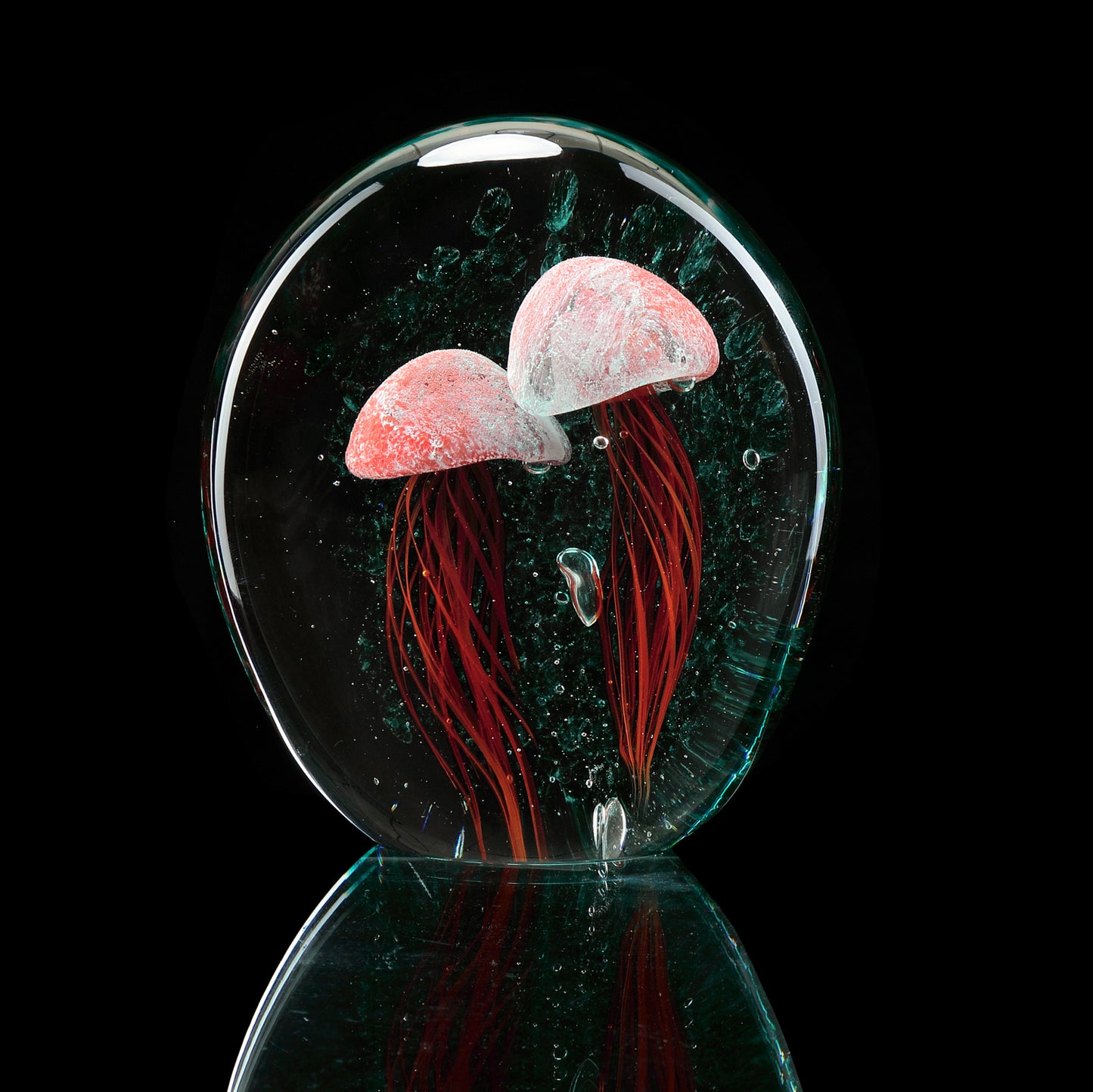 Glass Art - Orange Jellyfish Pair - 76170