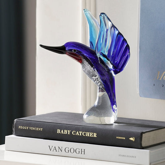 Glass Art - Blue and Red Hummingbird - 76197