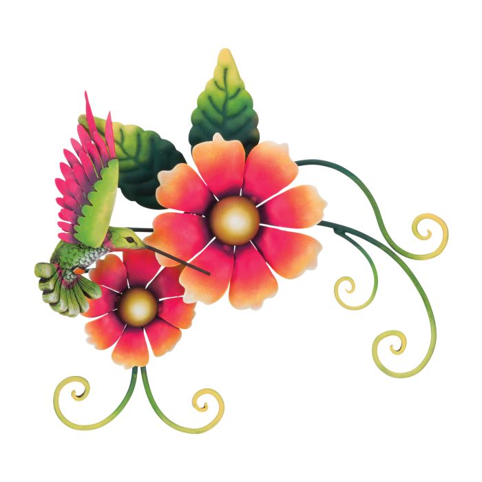 Hummingbird Double Flower Wall Décor