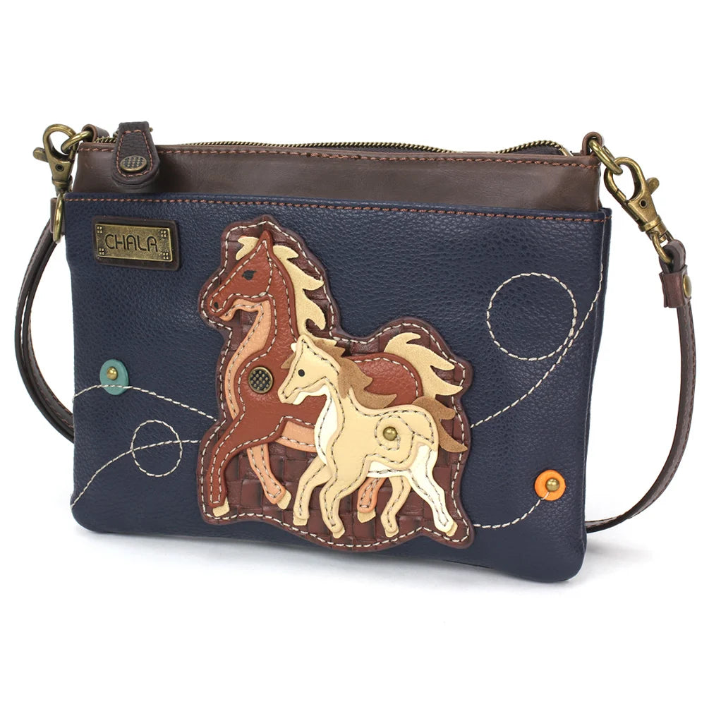 Mini Crossbody Navy Horse Family