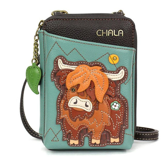 Wallet Crossbody Teal Highland Cow