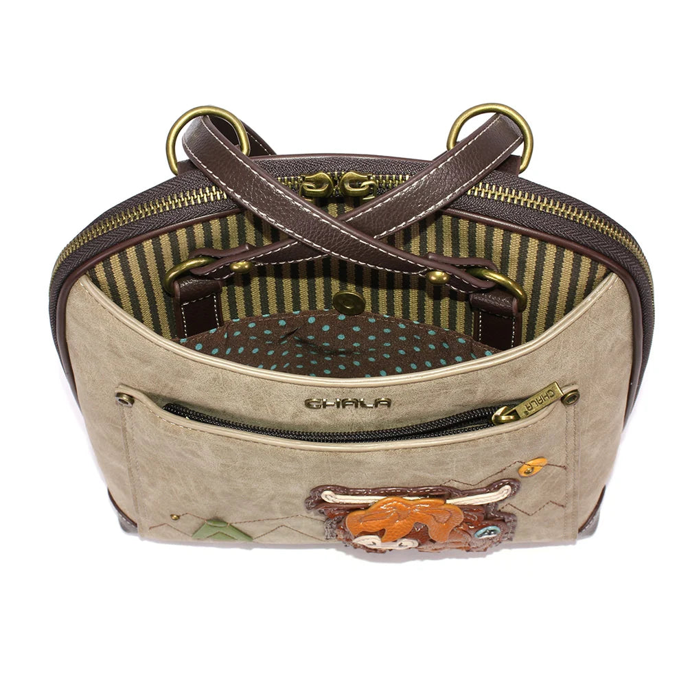Convertible Backpack Purse - Highland Cow Taupe