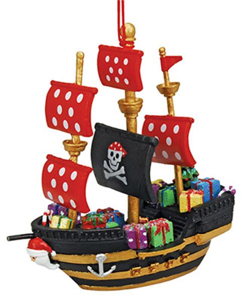 Ornament - Resin Ornament - Black Pirate Ship