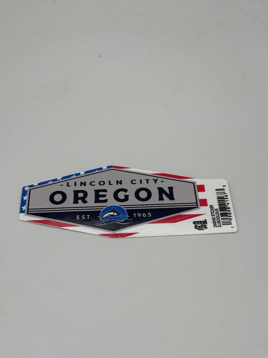 Sticker - Large flag Marlin Lincoln City, Oregon EST. 1965.