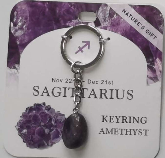 Keychain - Nature's Gift - Zodiac Amethyst - Sagittarius