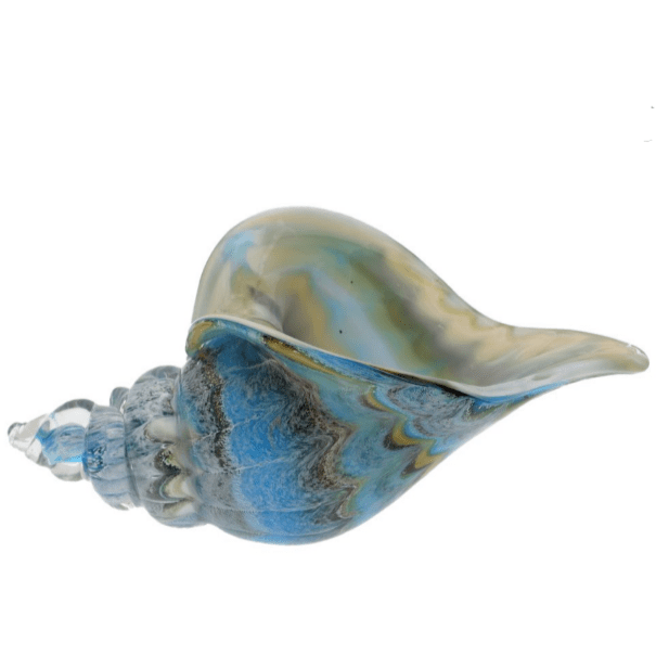 Glass Art - Blue & Brown Glass Shell