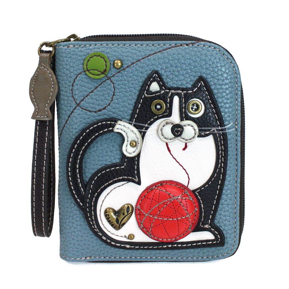 Zip Around Wallet Blue Fat Cat