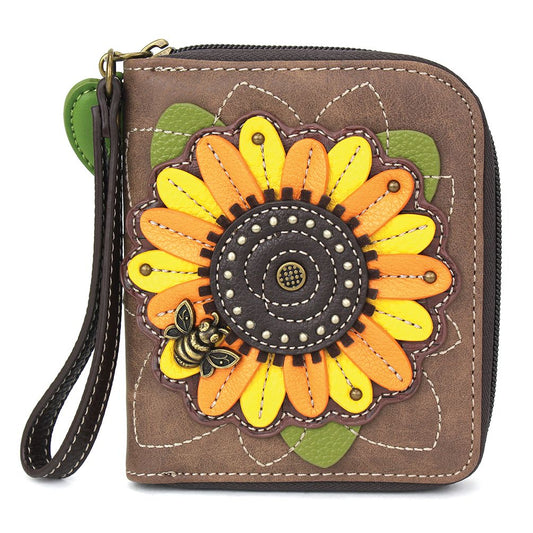 Zip Around Wallet Brown Sunflower