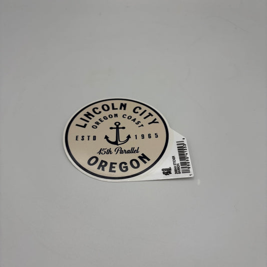 Sticker - Large Lincoln City, Oregon coast ESTD 1965 45 parallel Oregon