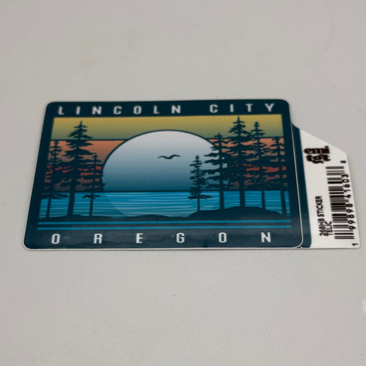 Sticker - Large sunset, pine trees, Lincoln City, Oregon