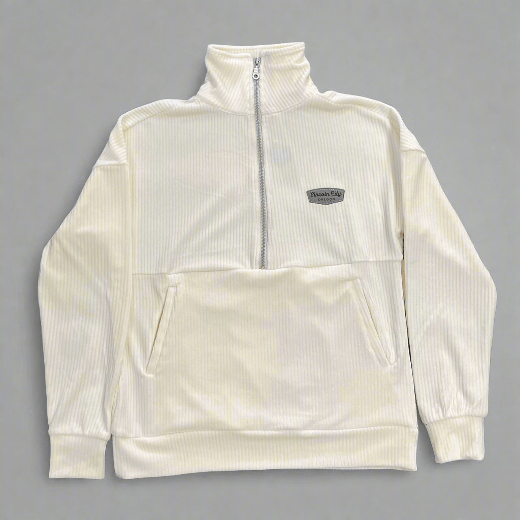 Velour 1/2 Zip Top - Cream