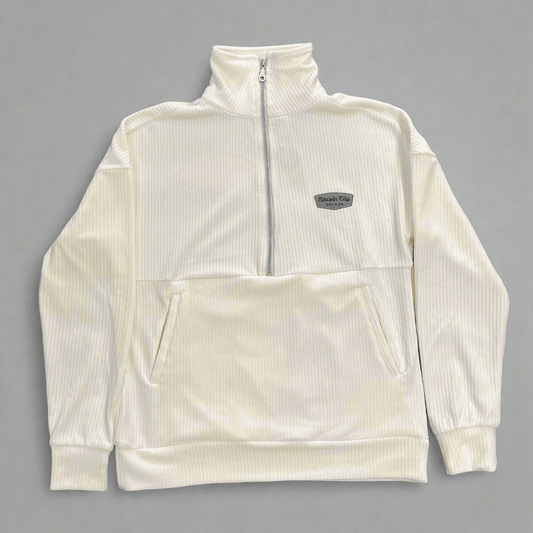 Velour 1/2 Zip Top - Cream