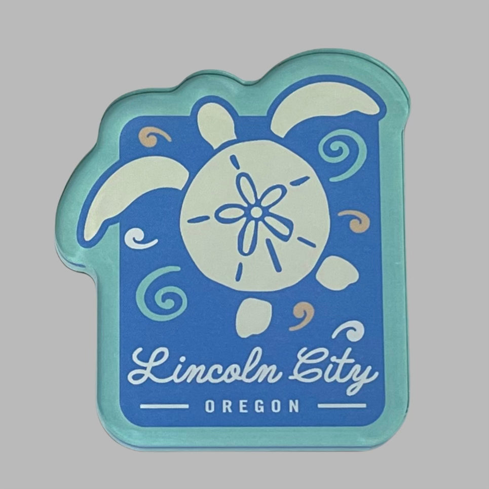 Magnet - Acrylic Sea Turtle Sand Dollar Blue