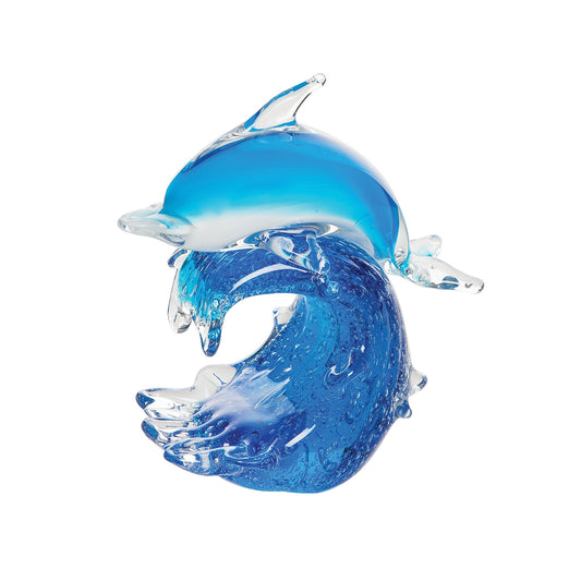 Glass Art - Blue Dolphin Curl Wave