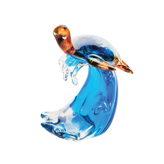 Glass Art - Blue Turtle Curl Wave