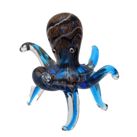 Glass Art - Blue & Gold Octopus