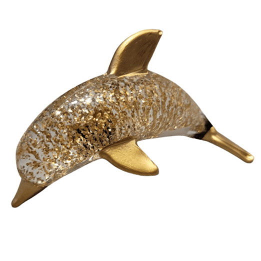 Glass Art - Gold Flakes Dolphin