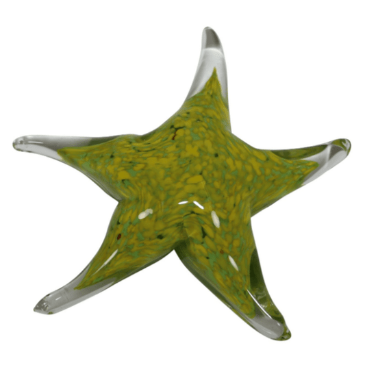 Glass Art - Green & Yellow Starfish