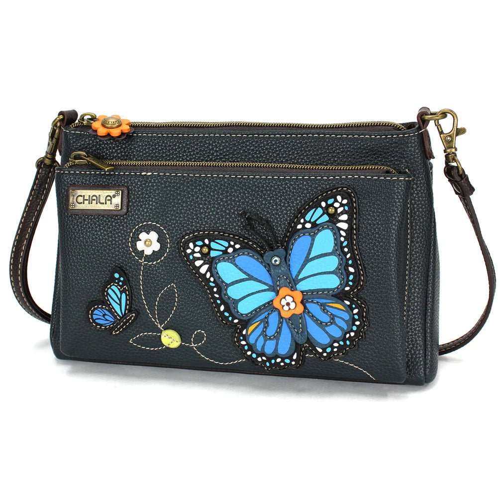 Deluxe Crossbody Navy Blue Butterfly