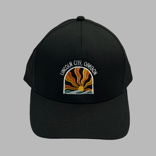 Hat - Trucker Style Sunset Lincoln City, Oregon Black