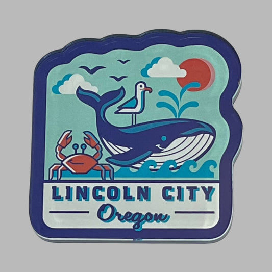 Magnet - Acrylic Whale & Crab Blue