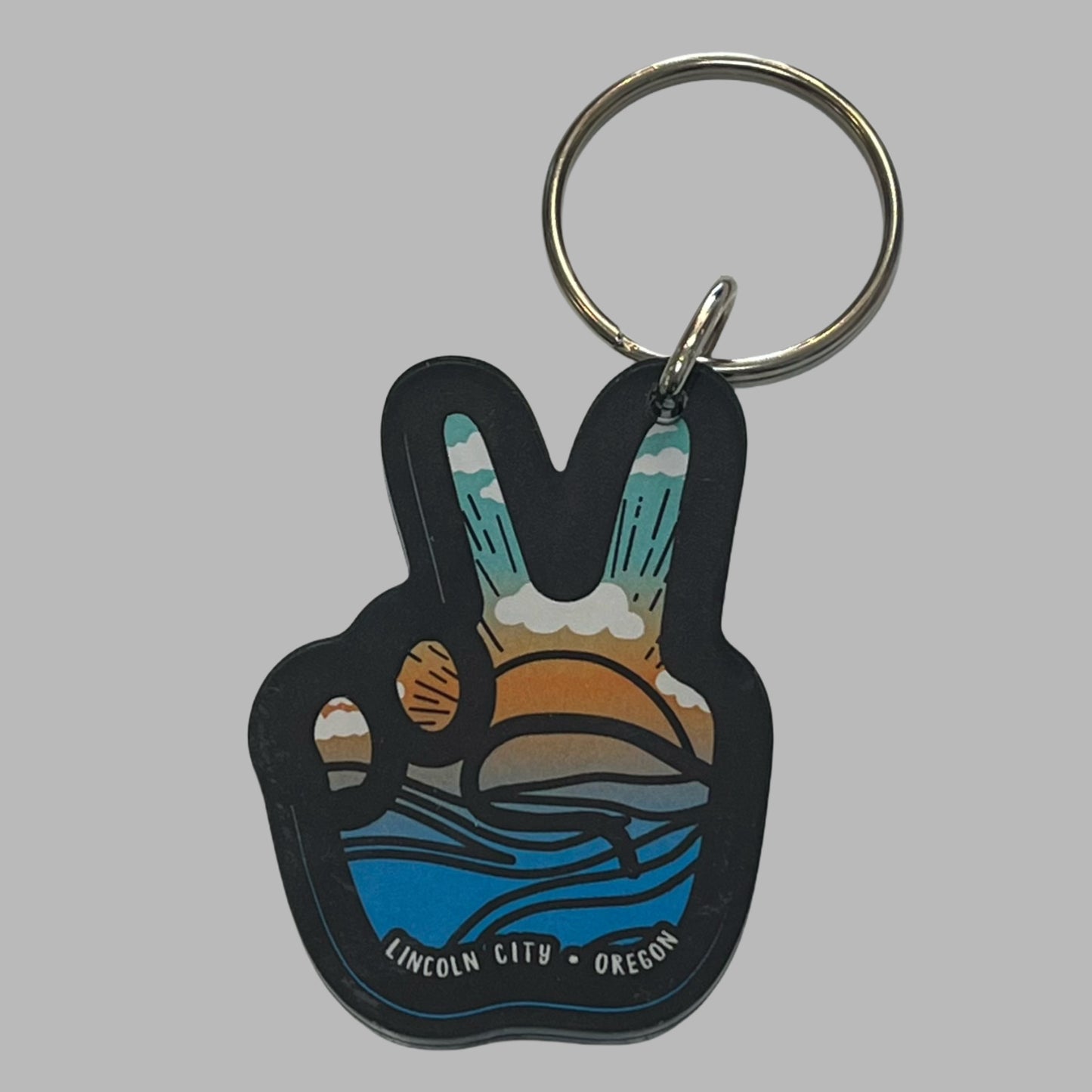 Keychain - Acrylic Pease Sign Mahatma Ocean